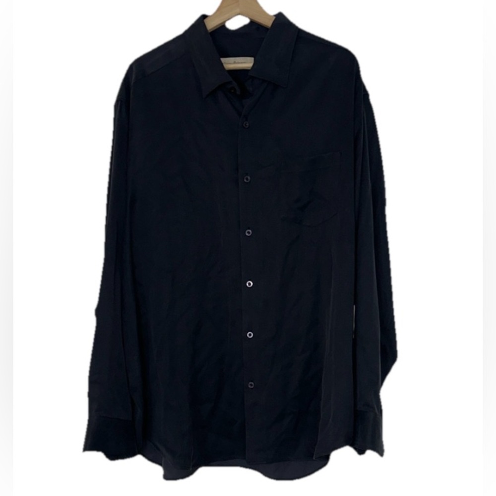 Tommy Bahama Black Long Sleeve Silk Wool Blend Button Down Sz. XL NWT!